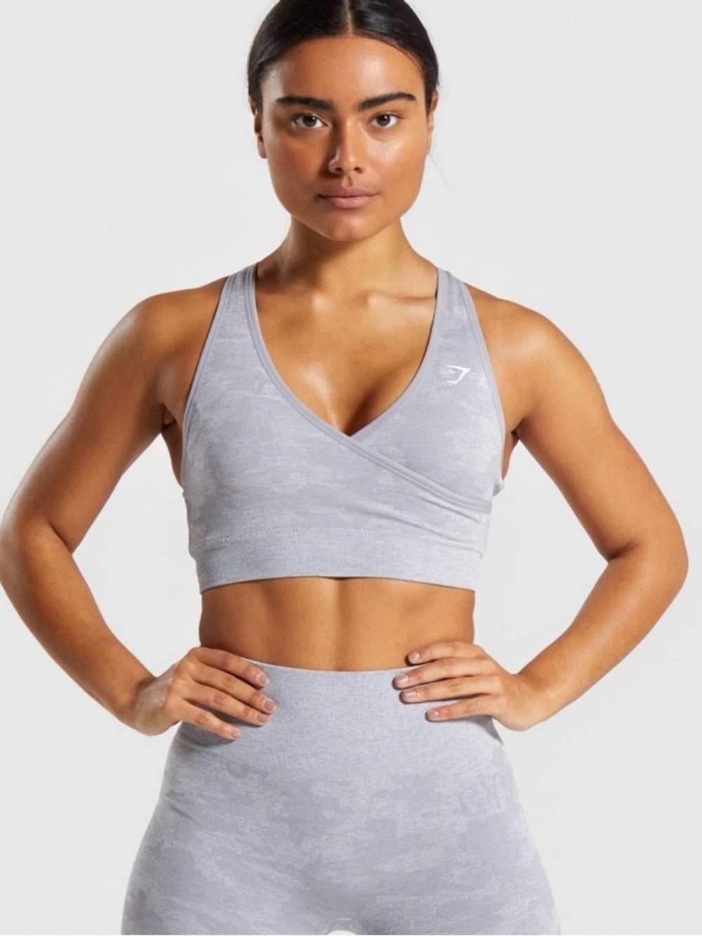 Gymshark Adapt Camo Seamless Bra in Light Gray